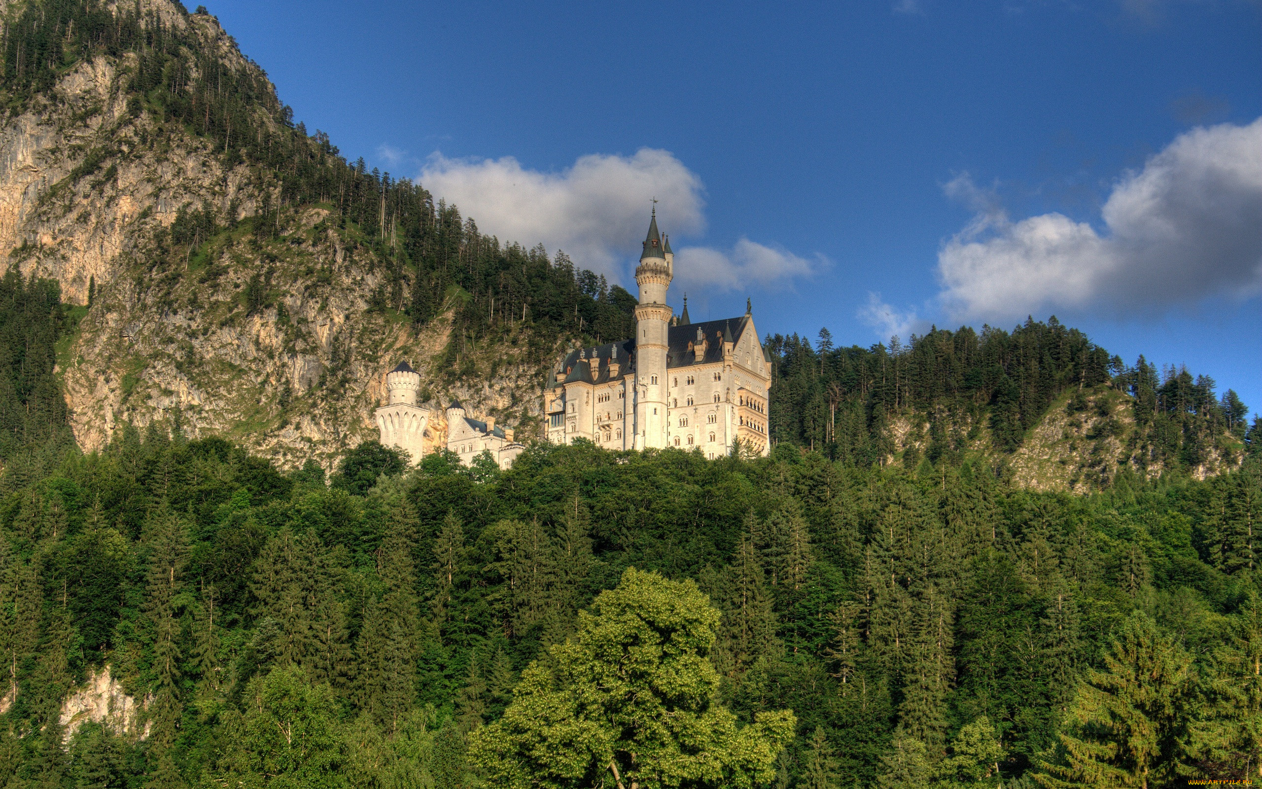 Величественный. Замок в горах. Горные замки Европы. Neuschwanstein. Нойшванштайн зимой обои.